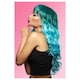 image 3 of Manic Panic Mermaid Ombre Siren Teal & Blue Ombre Long Curled Hair with Fringe Wig