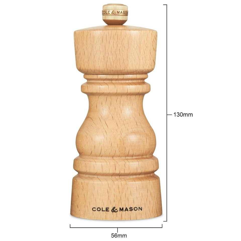 image 1 of Cole & Mason London Beech Wood Salt & Pepper Mill Set 130mm