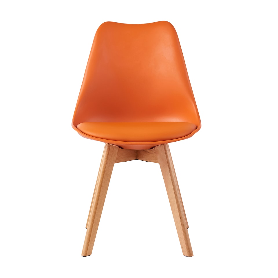 image 1 of Single Dining Chair with Solid Wooden Legs and Seat Cushion Pad Orange - Eva by MCC