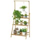 image 1 of Living and Home 3-Tier Wooden Foldable Ladder Shelf with Hanging Rod