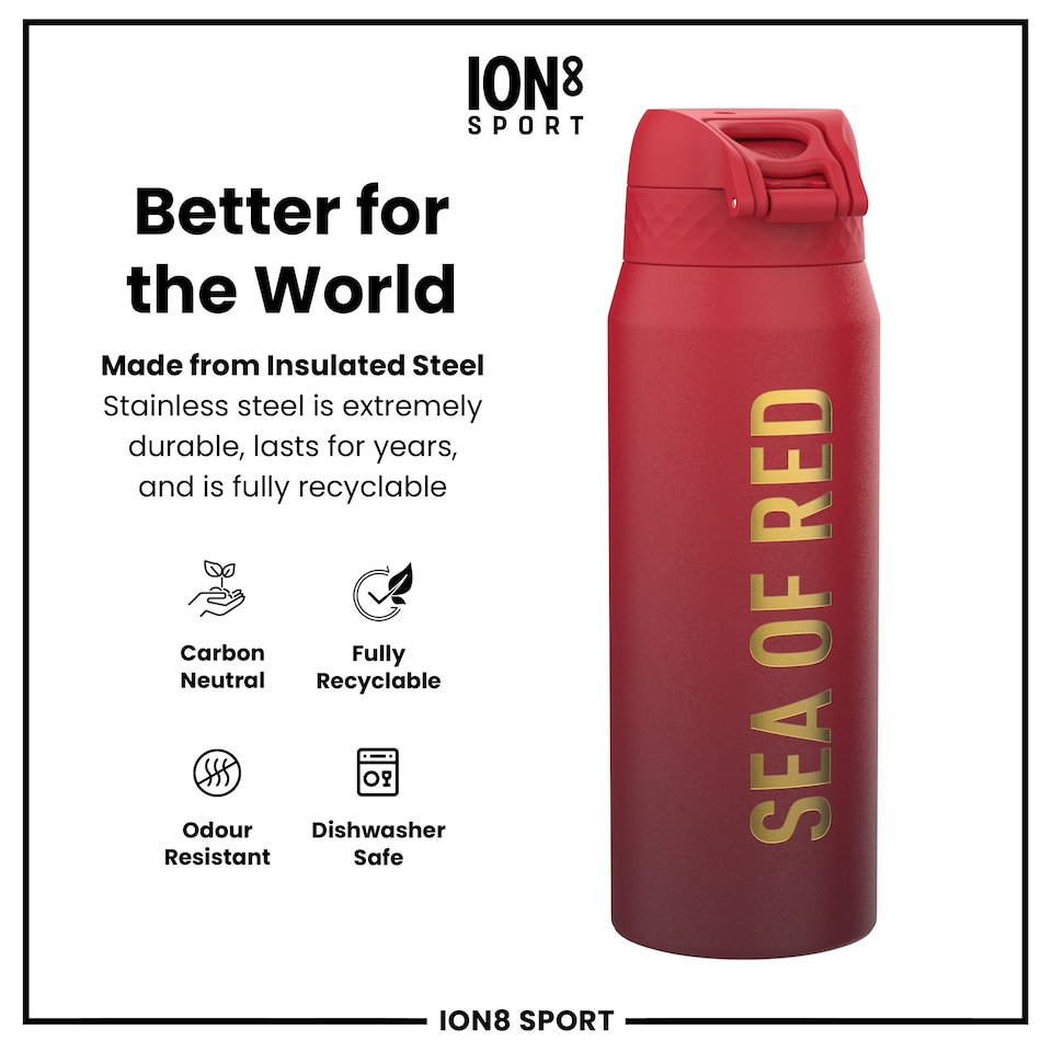 image 1 of BIL Rugby x Sports Leak Proof Water Bottle, Vacuum Insulated, 750ml (24oz) | Red | BIL Sea Of Red | One Size