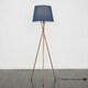 image 2 of ValueLights Camden Copper Tripod Floor Lamp Navy Taper Shade & Bulb Blue