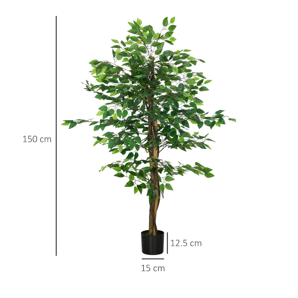 image 1 of HOMCOM Decorative Artificial Plants Ficus in Pot, Fake Plants for Home Indoor Decor, 150cm