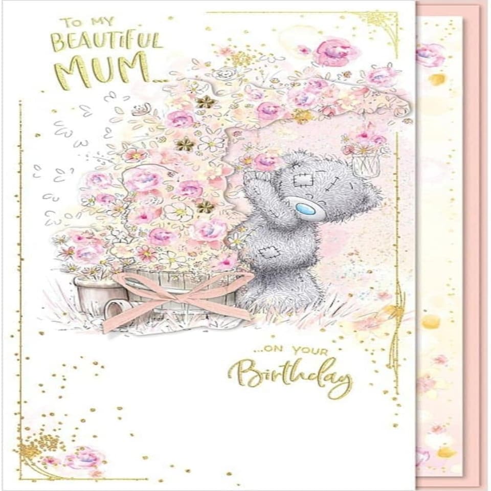image 1 of Bear Picking Flowers Beautiful Mum Birthday Card