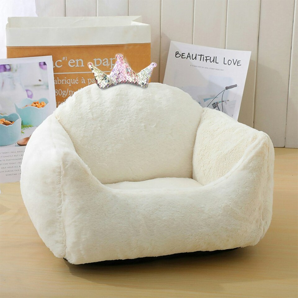image 1 of Living and Home Soft Cushioned Crown Pet Bed | White | One Size