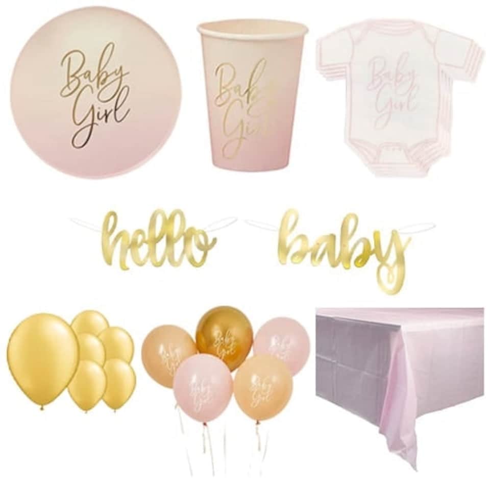 Pink Ombre Baby Girl 16 Person Deluxe Party Pack