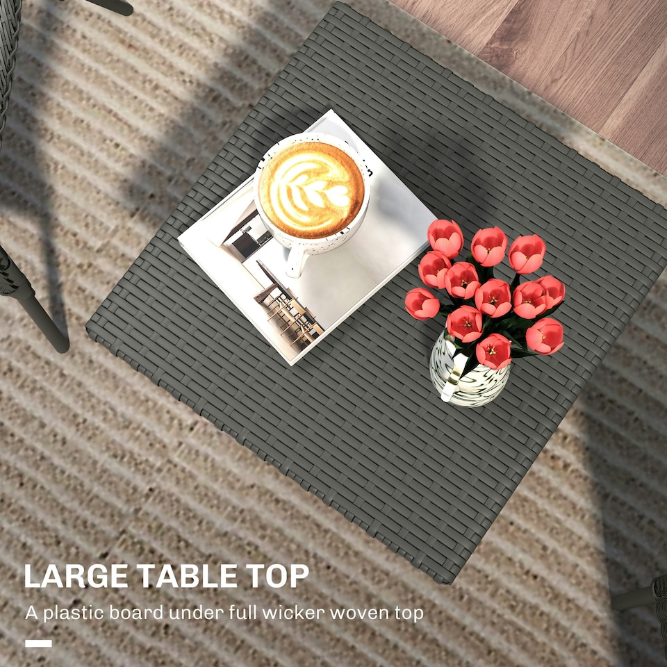 image 1 of Outsunny PE Rattan Outdoor Coffee Table, Easy Match Rattan Side Table, Grey