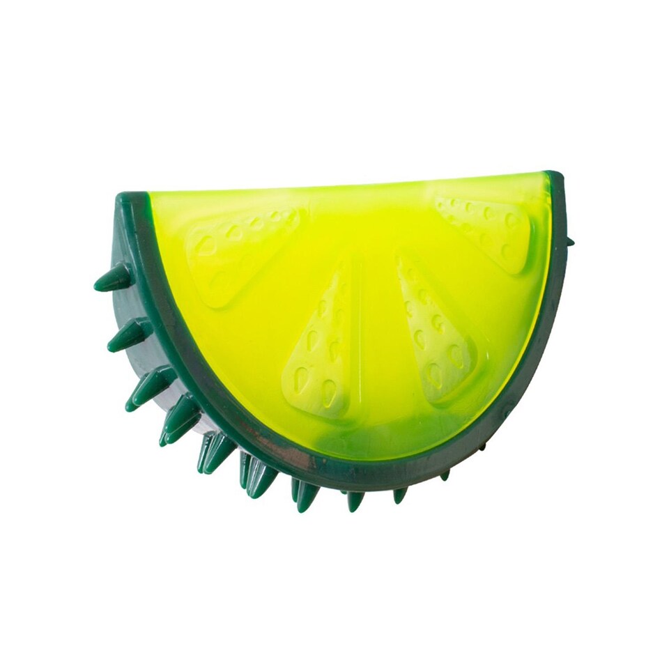 image 1 of Lime Summer Cooling Pet Toy - Dog Puppy Teething Chew Outdoor Play Freezable Durable Rubber Hydrating Teether Frozen