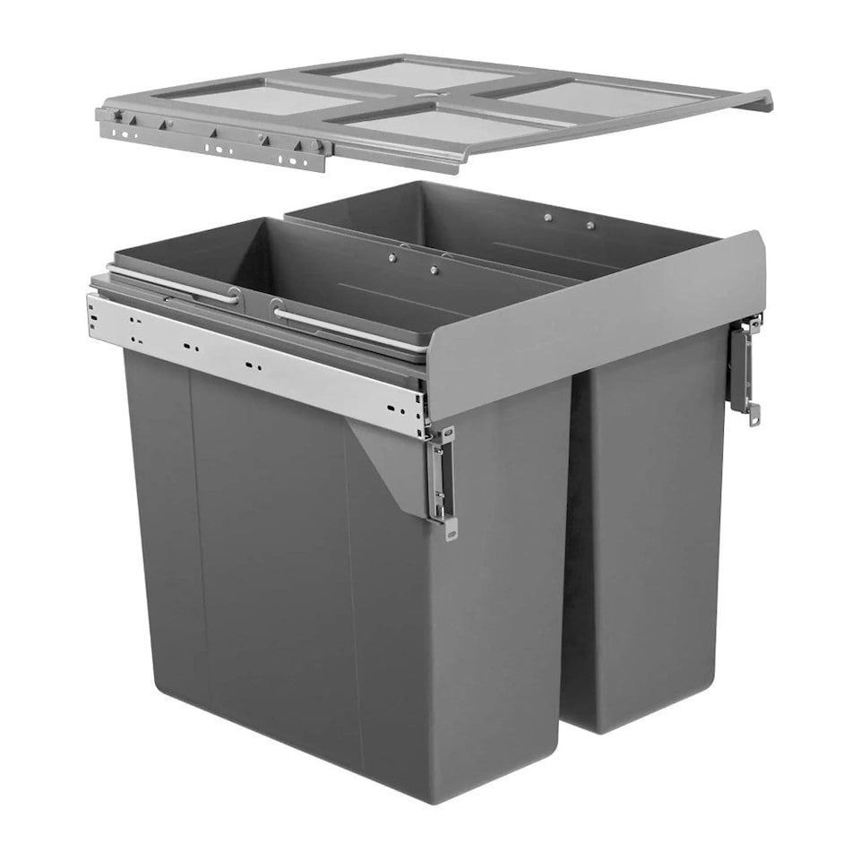 image 1 of FittingsCo, Manta X Under Counter Pull Out Waste Bin 68 L (2 x 34 L) for 500mm Cabinet, Side Mounted Soft Close