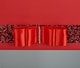image 4 of FURNISHED Blackout Roller Blind with Black Glitter Trim and Red Bow Cut to Size | Red | Red | (W) 60cm x (L) 165cm