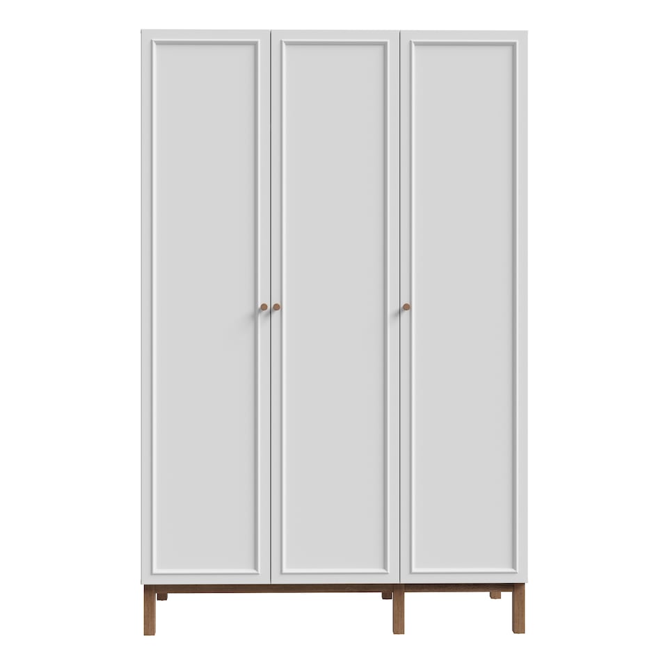image 1 of Wensley 3 Door Wardrobe in Light Grey and Oak