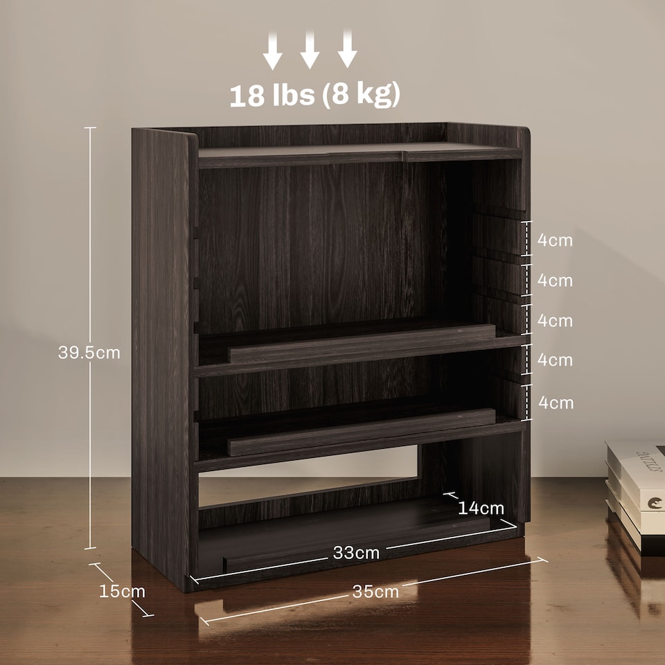 image 1 of HOMCOM 4-Tier Desk Organiser, Multifunctional Assembled Desktop Organiser with Adjustable Shelves and Cable Management for Stationery, Office Supplies, Paper, Dark Brown