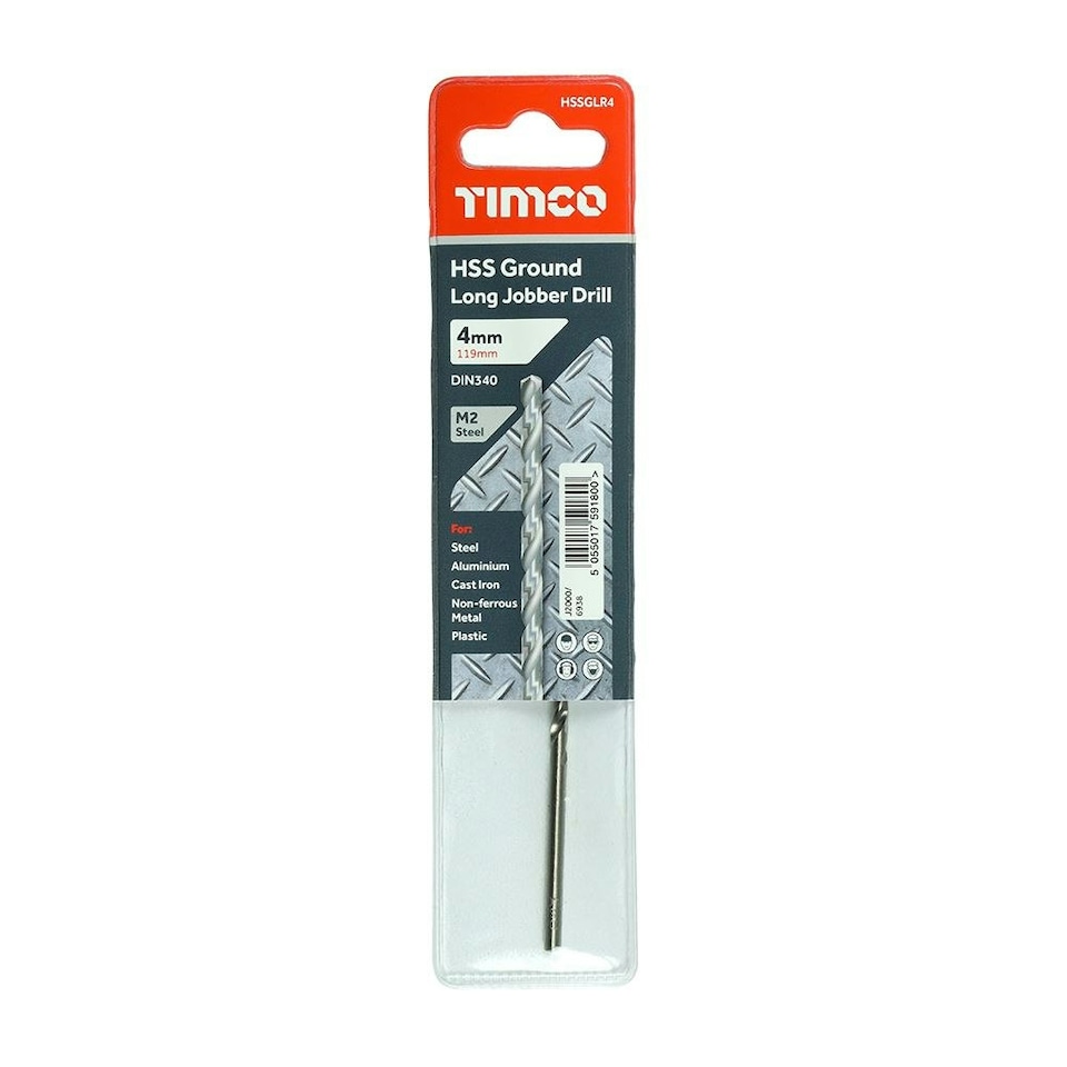 image 1 of Timco - Ground Long Jobber Drills - HSS M2 (Size 4.0mm - 1 Each)