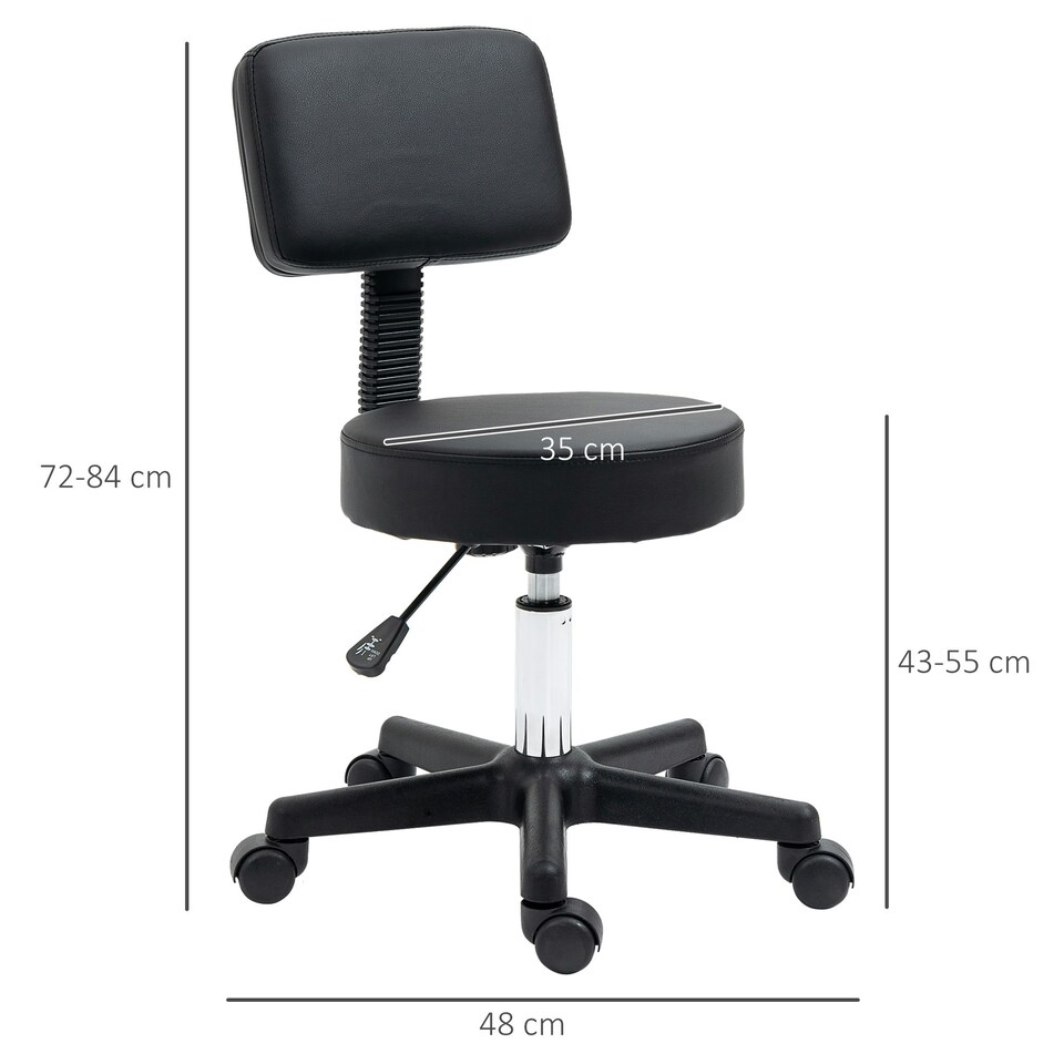 image 1 of HOMCOM Adjustable Swivel Salon Chair Padded Seat Back 5 Wheels Black