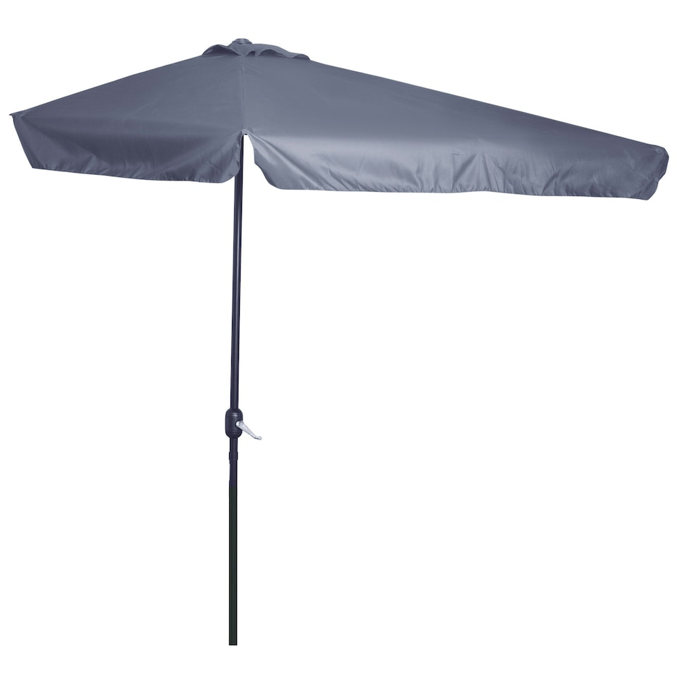 image 1 of Outsunny 2.3m Half Round Parasol Garden Sun Umbrella with Crank Grey