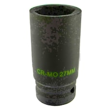27mm Metric 3/4 Drive Double Deep Impact Socket 6 Sided Single Hex Thick Walled