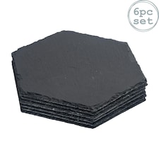 Argon Tableware Hexagon Slate Placemats - 30 x 26cm - Pack of 6 Black
