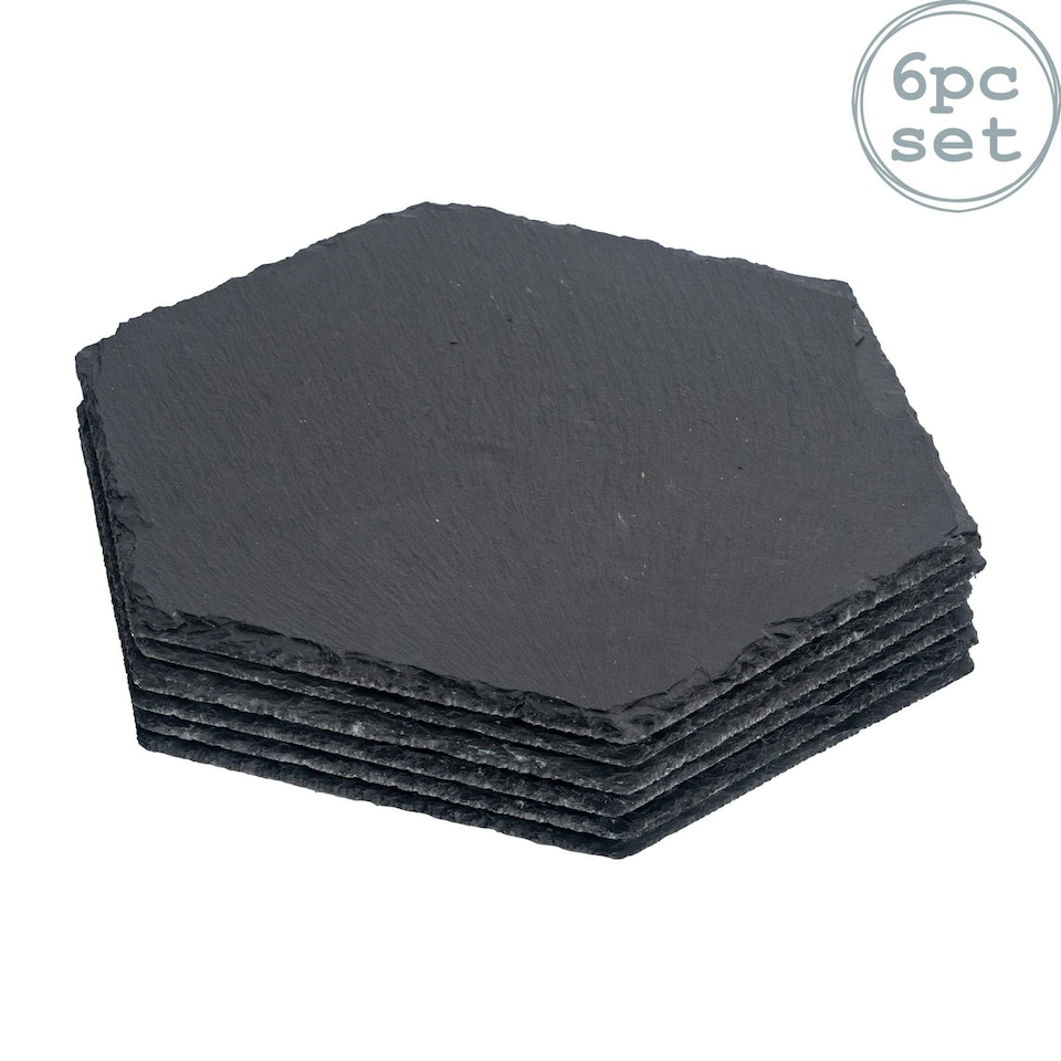 image 1 of Argon Tableware Hexagon Slate Placemats - 30 x 26cm - Pack of 6 Black