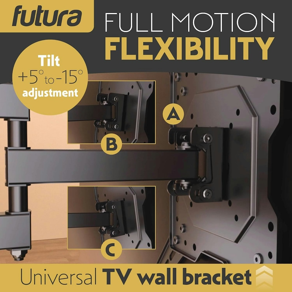 image 1 of Futura Heavy-Duty Universal TV Wall Mount Bracket for 26-60 Inch TVs, Tilt & Swivel Motion