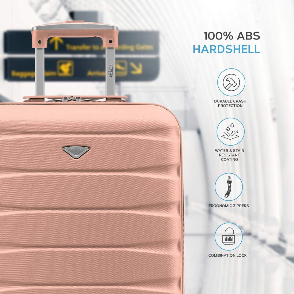 image 1 of 55x40x20cm Ryanair (Priority) TUI, Carry on Cabin Suitcase Hard Shell Approved for 60+ Airlines Pink | Rose | Cabin Bag