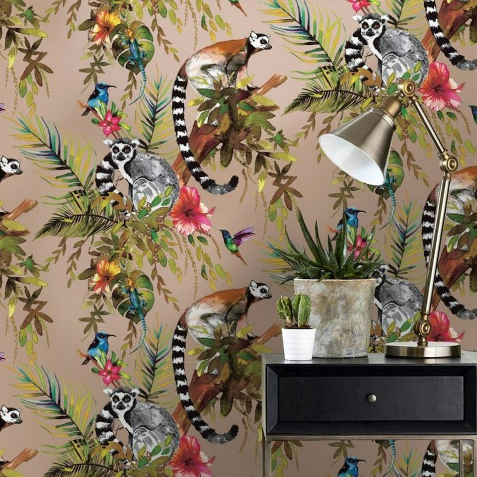 image 1 of Holden Décor Lemur Wallpaper - Gold - 32.1ft x 21in Gold