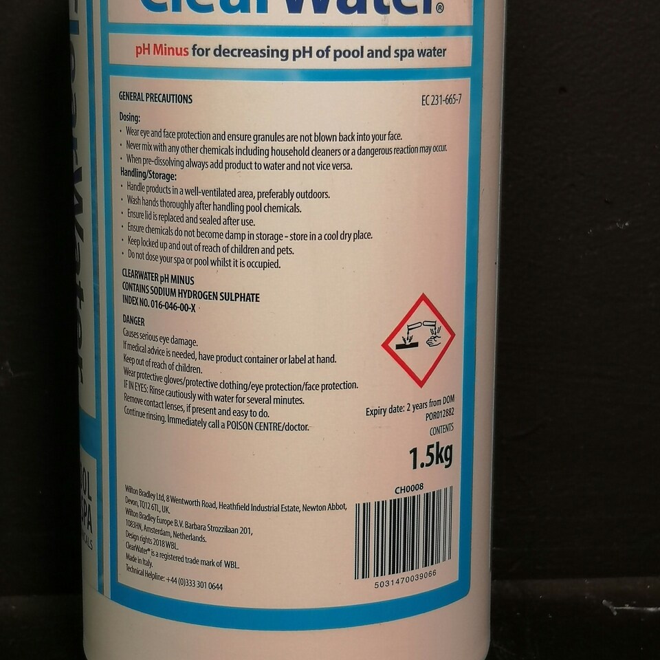 image 1 of Clearwater 1.5kg CH0008 PH Minus Decreaser for Swimming Pool and Spa Treatment