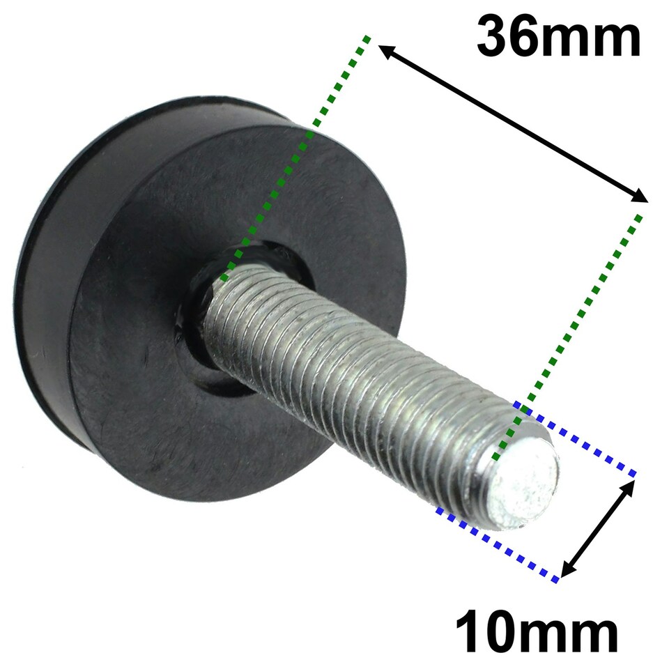 image 1 of SPARES2GO Universal Washing Machine Adjustable Screw in Foot (Pack of 2, 10mm Thread)