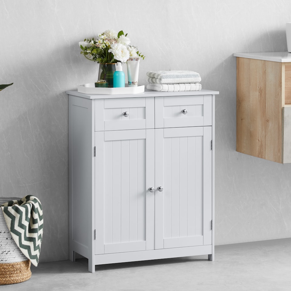 image 1 of Bath Vida Priano 2 Drawer 2 Door Freestanding Bathroom Cabinet, White