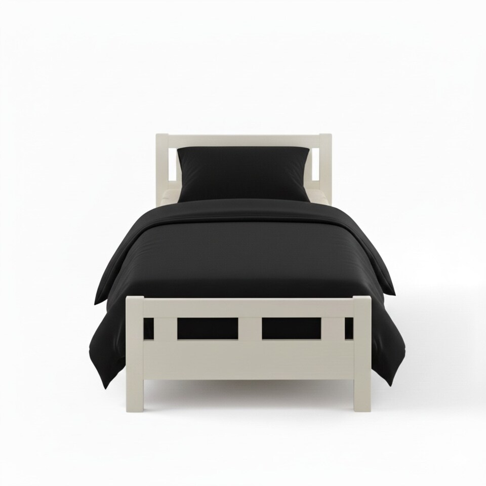 image 1 of Flannelette Cotton Cot Bed Duvet Cover Set Brushed Warm Bedding Set | Black | Toddler