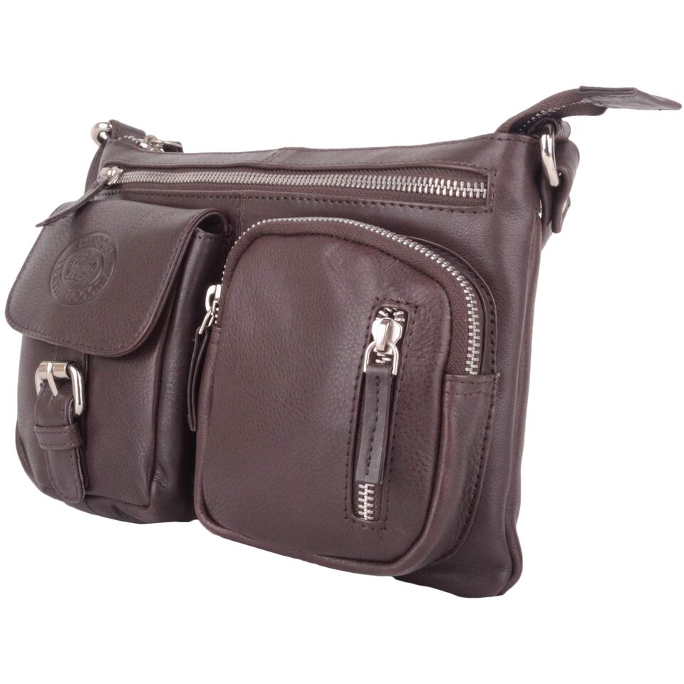 image 1 of London Leathergoods Womens Smooth Genuine Leather Cross Body / Shoulder Bag | Brown | Dak Brown