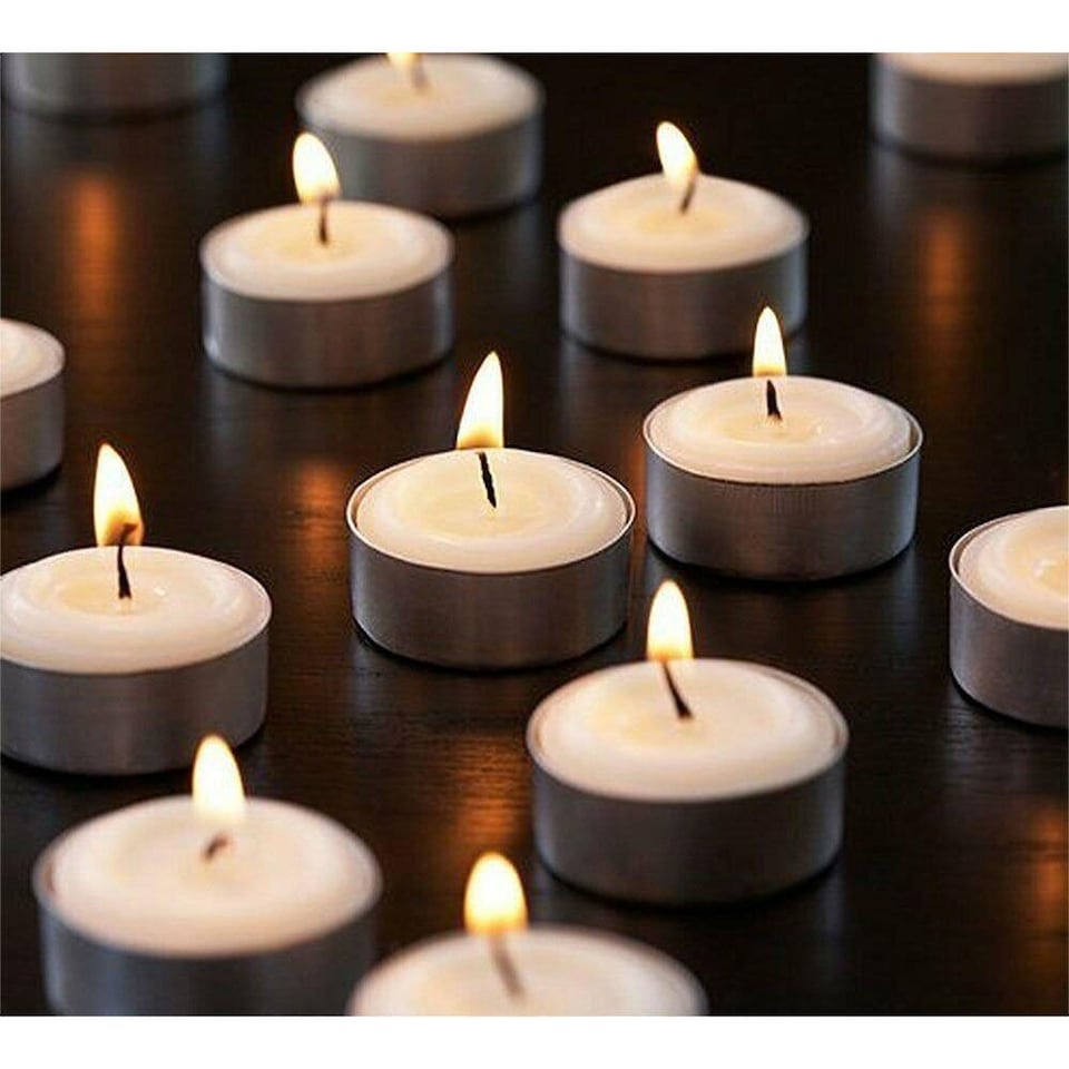image 1 of Mainstays Unscented Tealight Candles Pack of 8 | Long Burning Tea Lights in Aluminium Cups | Decorative Indoor & Outdoor Candles for Weddings, Parties, Home Décor & Events
