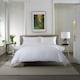 image 1 of 240 Thread Count Sateen Stripe White Duvet Cover Set - Loxley 100% Cotton Bedding with Piped Edge White | Super King