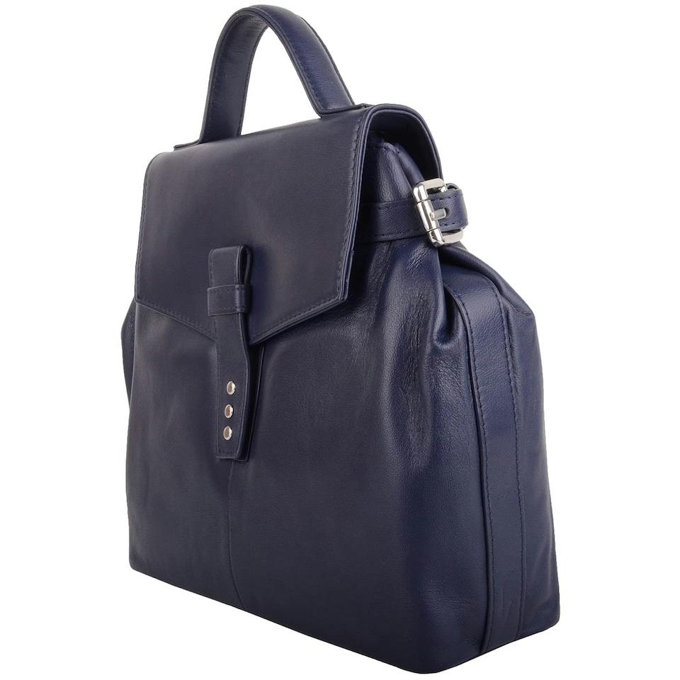 image 1 of Premium Soft Genuine Leather Cross Body Shoulder Bag, Detachable Strap Blue | Navy