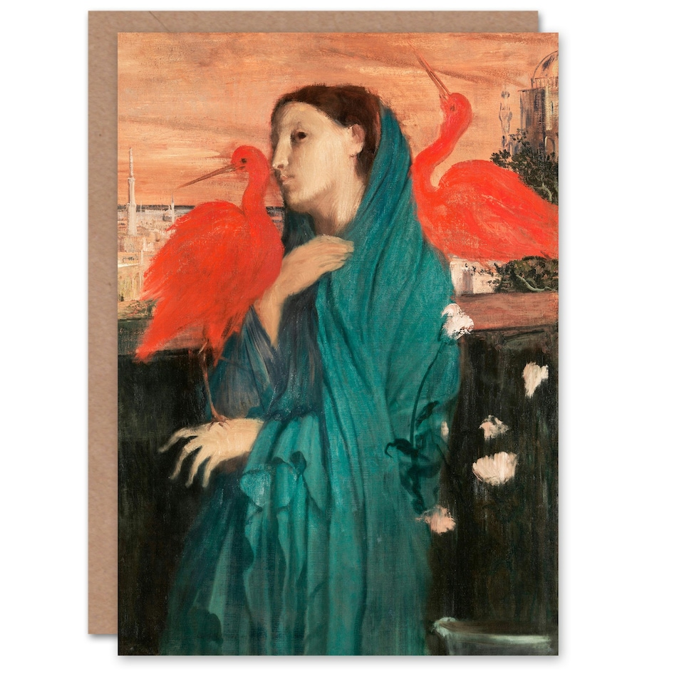 image 1 of Edgar Degas Art Card Young Woman with Ibis Birds