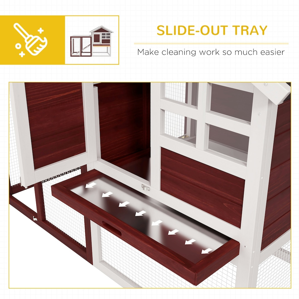 image 1 of PawHut Rabbit Hutch, Bunny Cage Outdoor Wooden House w/Tray & Ramp, Brown