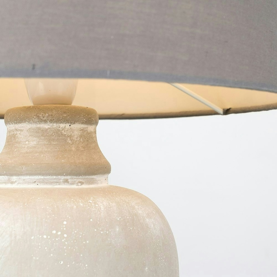 image 1 of ValueLights Modern Cement Effect Table Lamp With Grey Fabric Shade