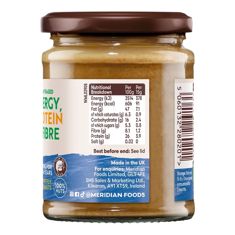 image 1 of Organic Smooth Peanut Butter 280g (Meridian)