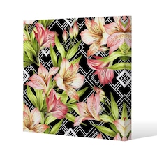 Bright Plants on Geometric Background (Canvas Print) 114 x 114 x 4cm