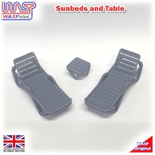 Slot Car Trackside Scenery Sunbed x 2 and Table 1:32 Scale WASP