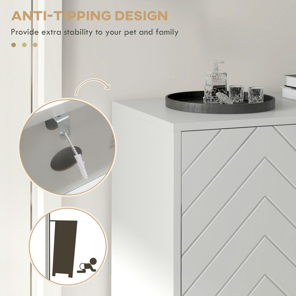 image 1 of HOMCOM Shoe Cabinet with 2 Chevron Doors, Adjustable Shelf for 12 Pairs