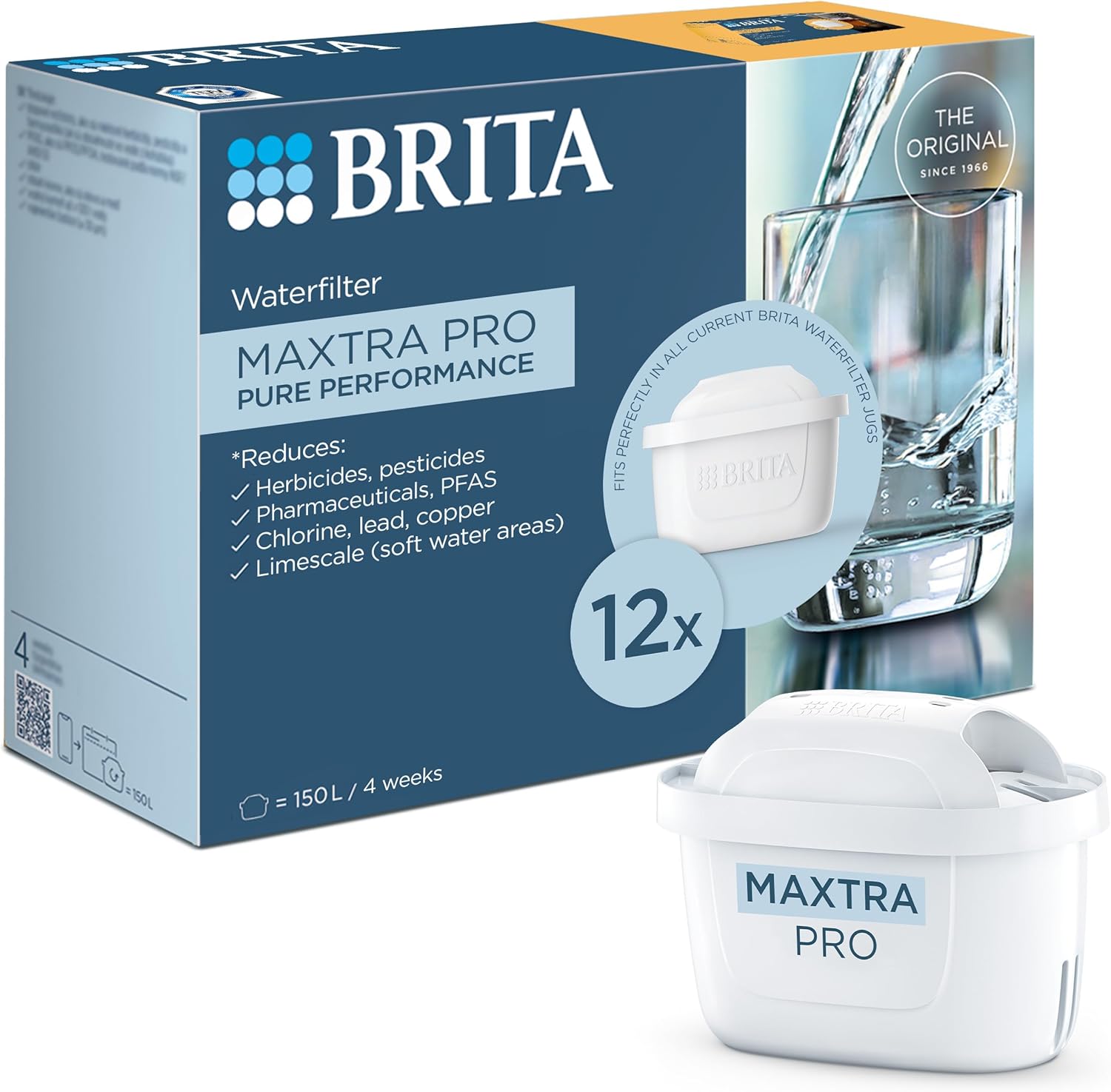BRITA MAXTRA PRO Pure Performance Water Filter Cartridge - 12 Pack - Original BRITA Refill