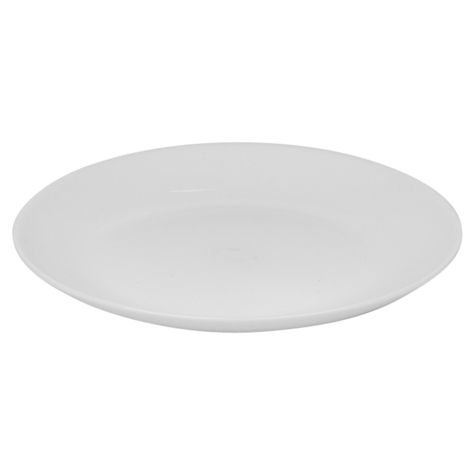 image 1 of White Opal Glass Dinner Set Plates Soup Bowls Dinnerware | White | Luna - Breakfast & Dinner - 24 Pcs | 24