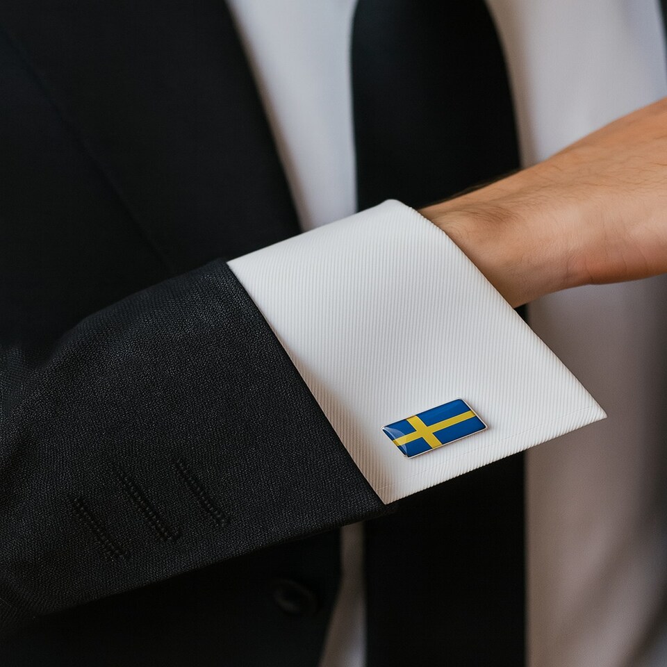 image 1 of Flag of Sweden Cufflinks - Onyx Art CK150
