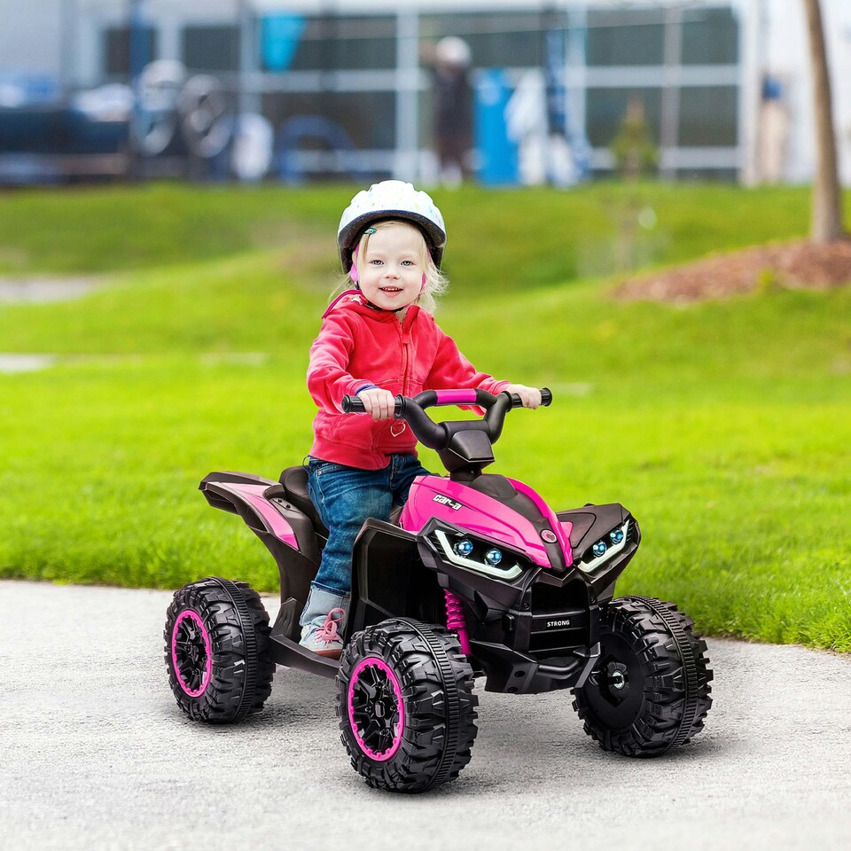 image 1 of HOMCOM 12V Electric Quad Bikes for Kids Ride On Car ATV Toy for 3-5 Years Pink