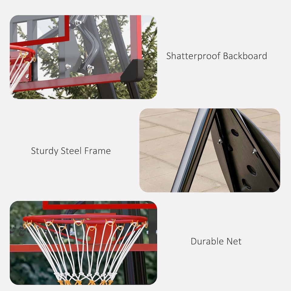 image 1 of SPORTNOW Adjustable Basketball Hoop with Weighted Base, 2.4-2.9m, Red