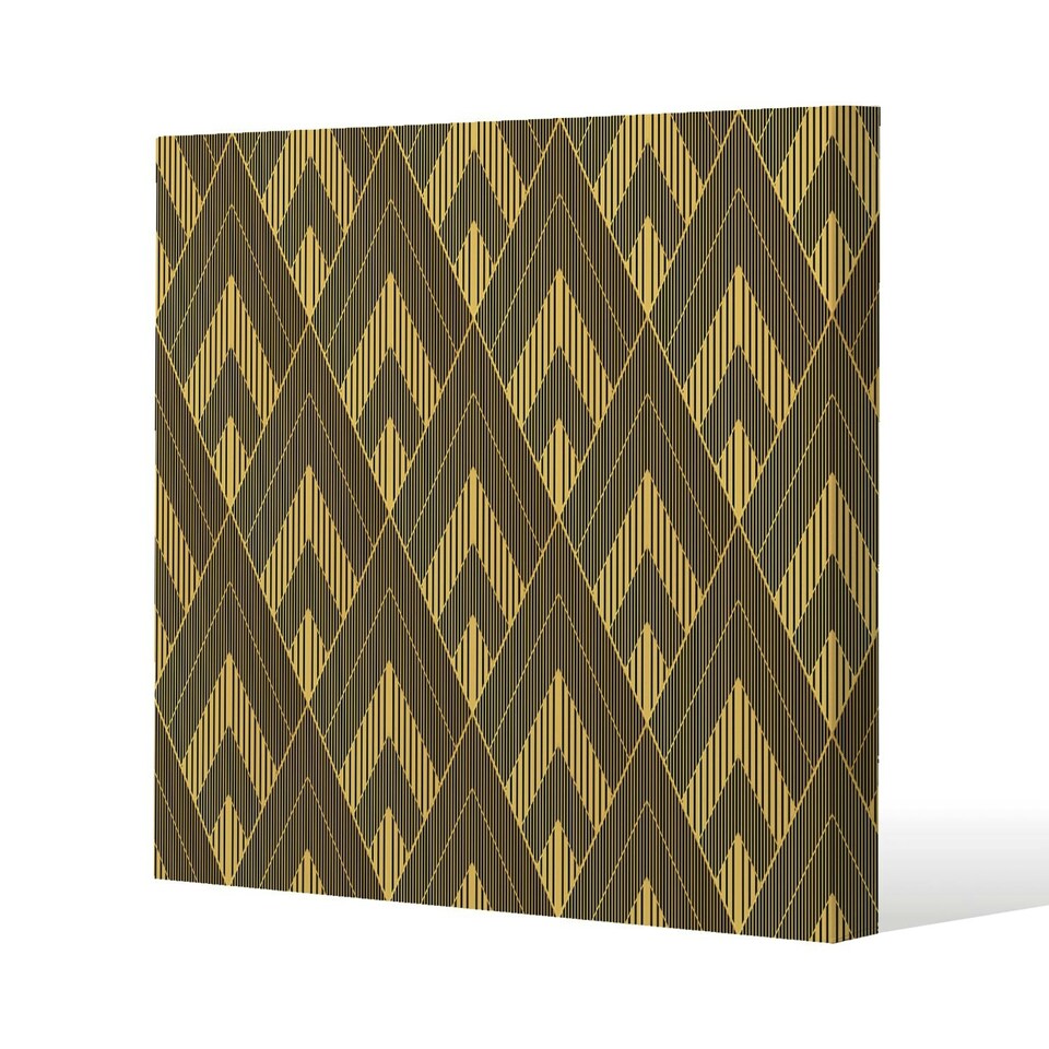 image 1 of Black & Gold Striped Triangles (Canvas Print) 77 x 77 x 4cm