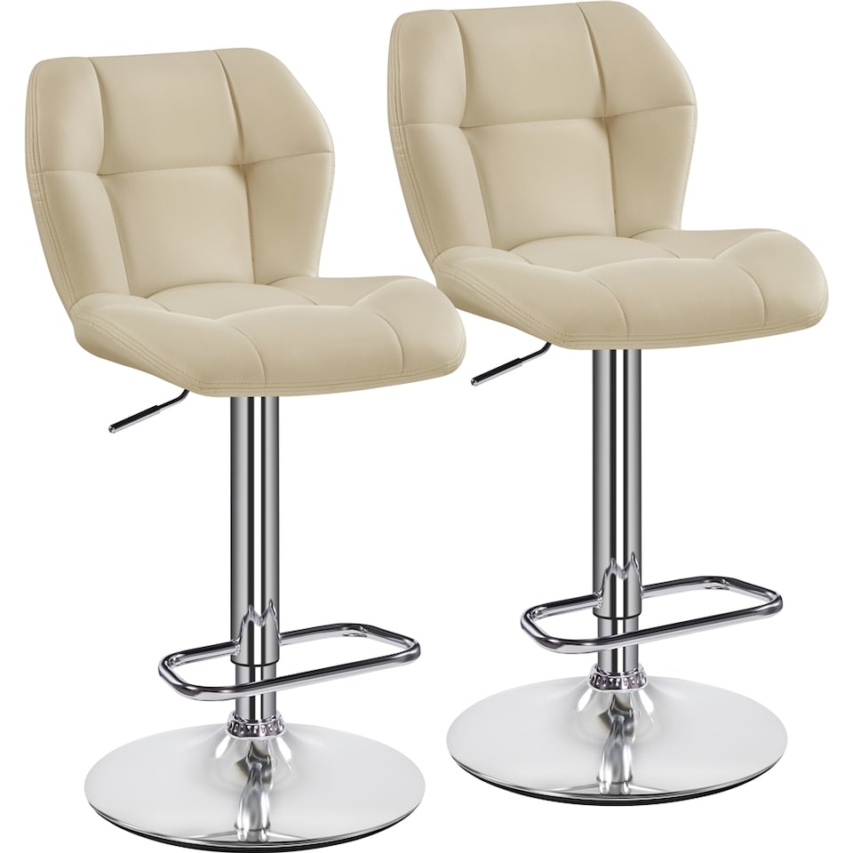 image 1 of Yaheetech Set of 2 Modern Faux Leather Swivel Bar Chair-Khaki