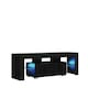 image 4 of TV Unit 130cm Black Gloss Door Black Matt Body with Glass Shelves Free LED Black