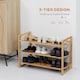 image 3 of HOMCOM 3-Tier Shoe Rack, Bamboo Shoe Storage Organizer with Slatted Shelves, Free Standing Shoe Shelf Stand for 9 Pairs of Shoes for Entryway, Hallway, Natural