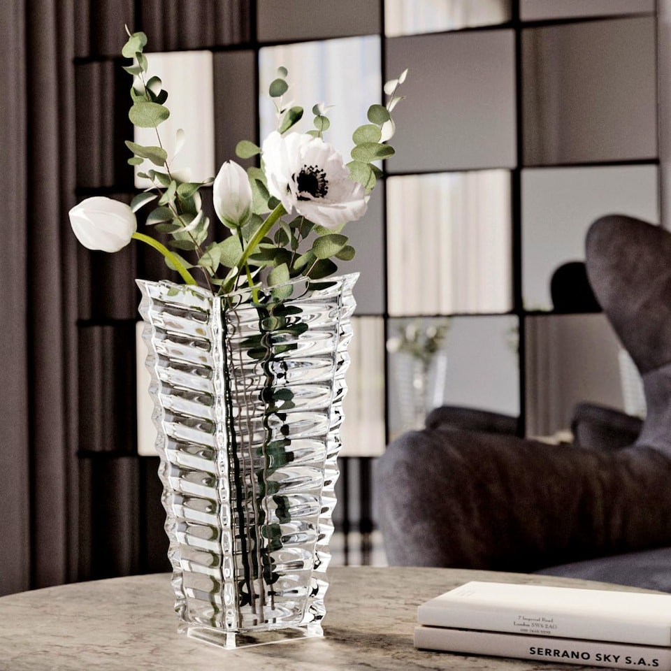 image 1 of Crystal Look Heavy Glass Bouquet Flower Vase Holder Home Table Elegant Decor | Clear | London